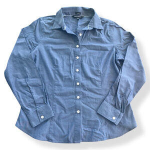 Ellen Tracy Women’s Blue Button Up Shirt Long Sleeve‎ No Iron Top Size Medium